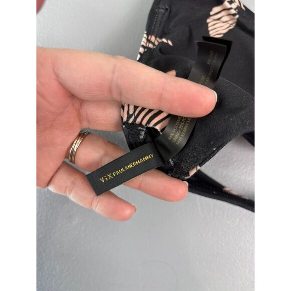 VIX Paula Hermanny women's small black patterned halter tie bikini swim‎ top - Picture 5 of 6